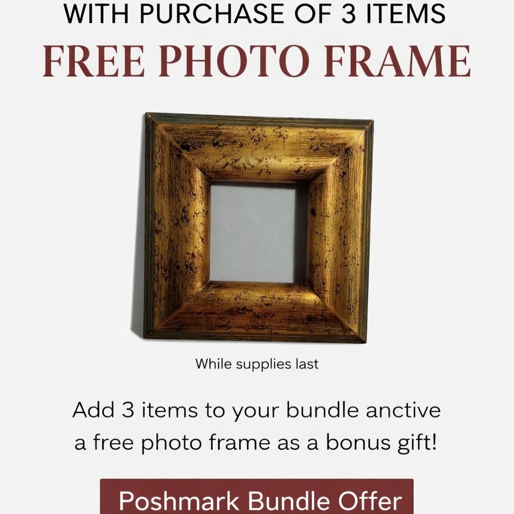 TO BUNDLE - CONTEMPORARY design Photo Frame 4" x 3"3/4" wood and golden painted